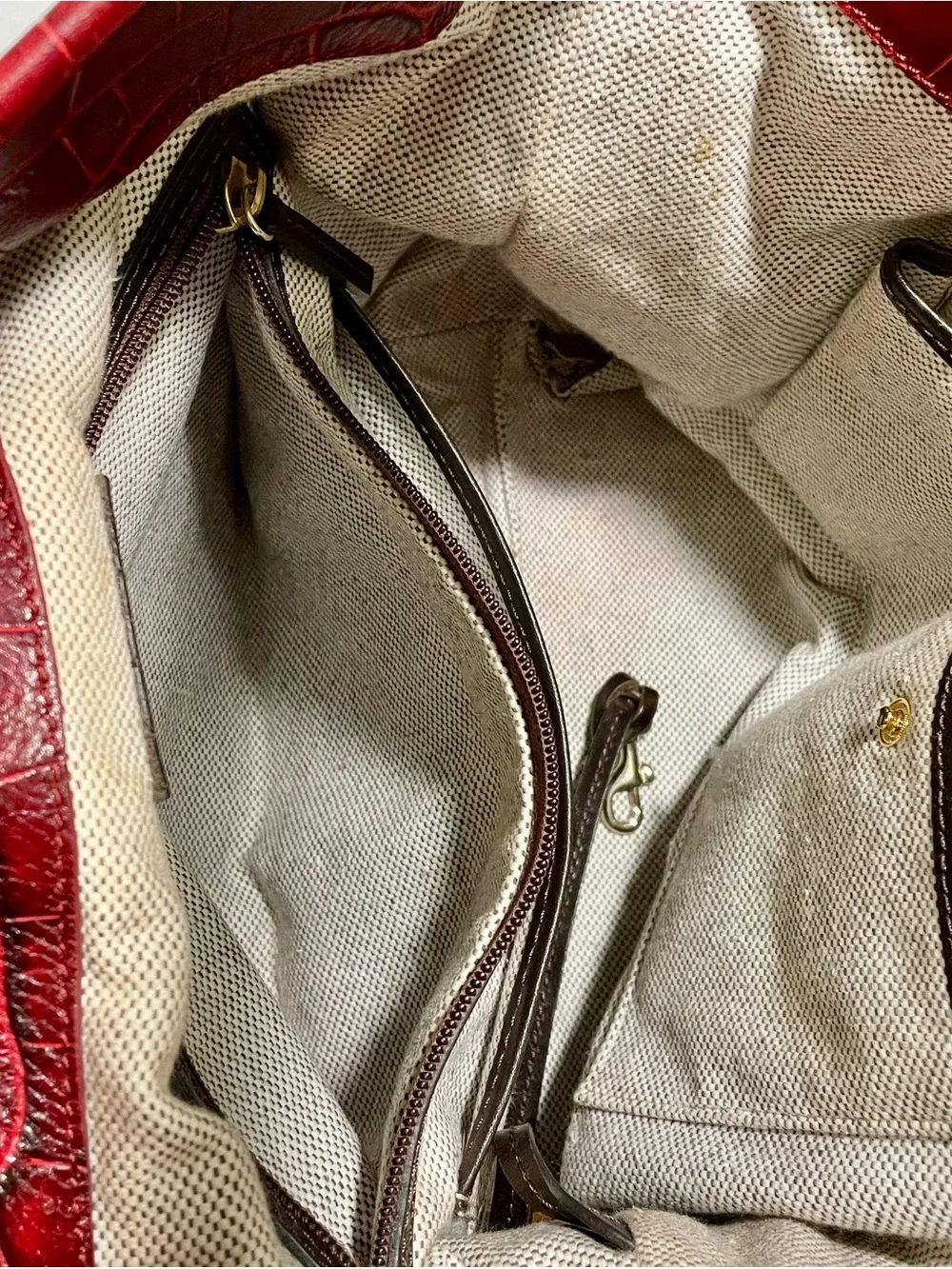 Dooney & Bourke Red Belvedere Crocodile Embossed Leather Logo Lock Hobo Bag